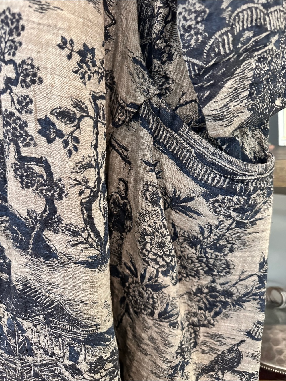 Buykud Chinese Patterned Toile Dress in Navy Sz 3XL - Picture 11 of 12